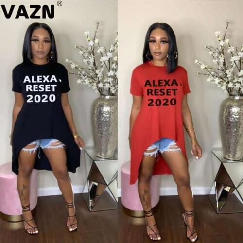 VAZN New Harajuku 2020 Irregular Vintage T-shirt Short Sleeve Loose Casual T-shirt High Street Hip Pop Sexy T-shirt
