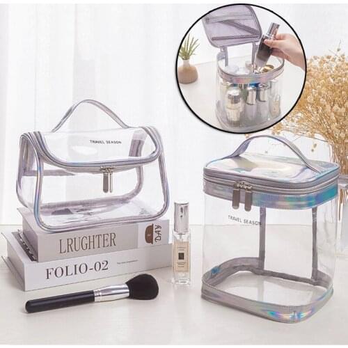 Portable 1PCS Women Men Necessary Cosmetic Bag Transparent Travel Organizer Fashion Small Large Black Toiletry Bags Makeup Pouch