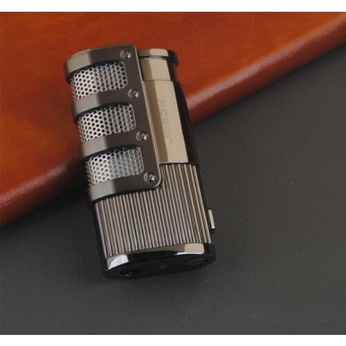 Portable Triple Torch Lighter Metal Jet Powerful Pipe Cigar Lighter Windproof Cigar Cigarette Lighters Gadgets For Men