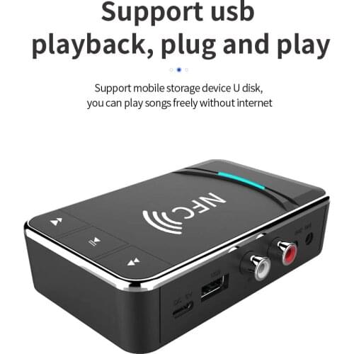 2in1 Bluetooth 5.0 Receiver Transmitter Adapter NFC 3.5mm RCA Audio AUX Output Wireless Dongle Stereo Receptor for Amplifier