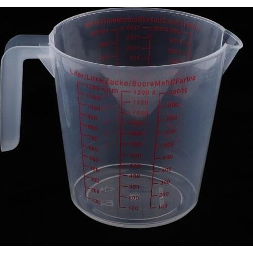 Transparent Plastic Measuring Cup for Home Kitchen Lab, Easy to Read, 40oz 1200ml