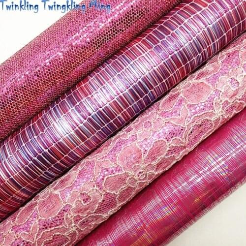 Rose Mesh Glitter leather, Lace Glitter Fabric Leather, Iridescent Faux Fabric For Bow A4 21x29CM Twinkling Ming KM154