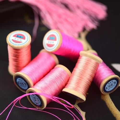 Roll Of 0.3mm Nylon Braided Wire Hand-woven Chinese Knot Tassels Line About 50M High strength 3 Strands Thread Tassel Line pink