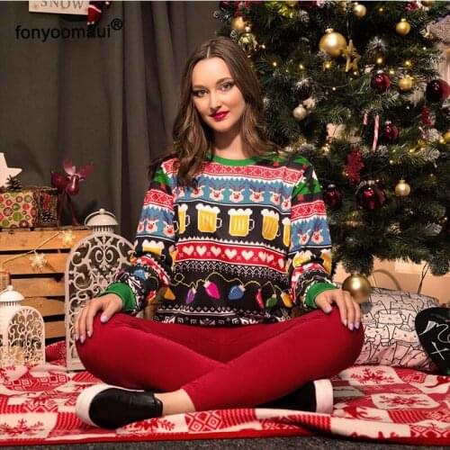 Unisex X-Mas New Year 3D Digital Printed Round Neck Sweatshirts Christmas Casual Pullover Coats Tops For Women Men Plus Size