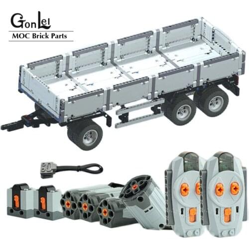 Technology MOC 4157 MAN Transport Truck Trailer & MOC 4157 Power Function Set Parts Building Blocks Toys Educational Kids Gifts