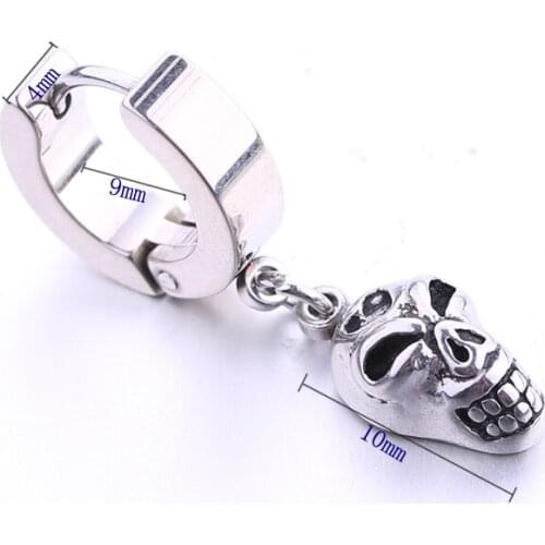 Hoop earrings skull skeleton pendent earrings woman fashion piercing stainless steel ear jewelry 1 pair