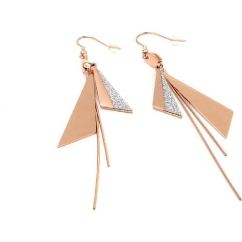 Fashion hot rose gold silver color knife-shaped snake bone chain tassel earrings titanium steel drop earrings women jewelry
