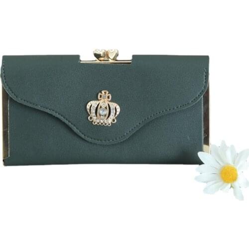 031 women wallet long pu leather fashion crown phone bag with wallet card bag designer wallet