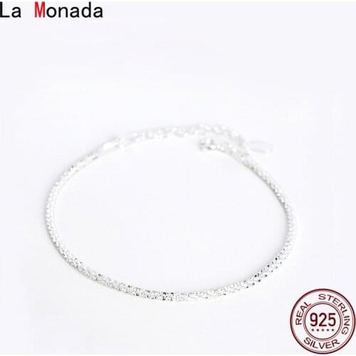 La Monada Minimalist Bling Film Bracelets For Women Silver 925 Sterling Jewelry Fine 925 Sterling Silver Womens Bracelet