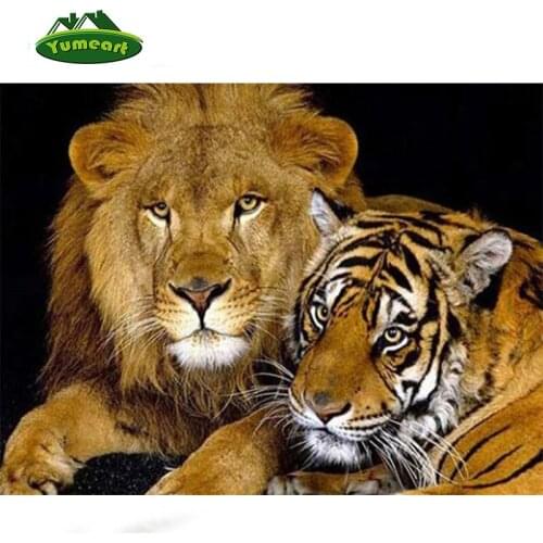 Animals Series Tiger Lion Diamond Embroidery Diy Diamond Pattern Beadwork Knitting Needles Hobby Rhinestones Crochet Hooks Cloth