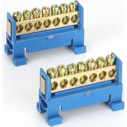 1pcs Rail type copper terminal block brass flame retardant distribution box connection grounding neutral bar