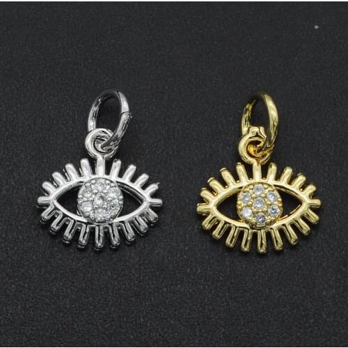 13x10mm 100% CZ Zircon DIY Jewelry Evil Eye Charm Pendant Wholesale Necklace Making Charms Jewellwery Finding Supplies