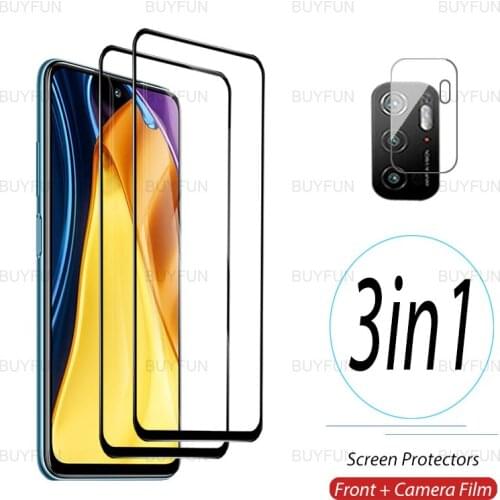 3in1 Tempered Glass For Xiaomi Poco M3 Pro 5G full cover front screen protector for poco pocophone x3 pro nfc m3 f3 Lens Glass