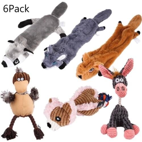 6 Pack Durable Dog Screak Toys Assortment Pet Training Puppy Stuffing Plush Chew Teething Toys for Small Medium Large Dogs 667A
