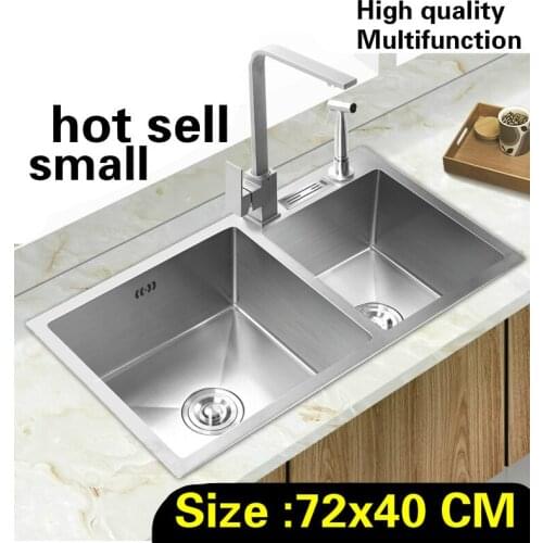 Free shipping luxury multifunction wash vegetables wogue kitchen manual sink double groove 304 stainless steel mini 720x400 MM