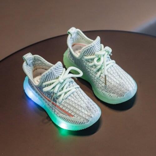 PatPat Toddler / Kids Breathable Knitted Striped Lace-up LED Sneakers