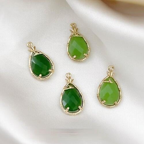 DIY earring material water drop pendant emerald Chinese vintage wind earring accessories hair swaying pendants 4pcs