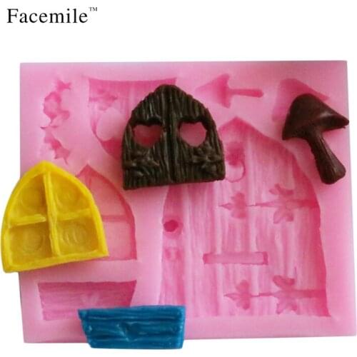House Theme Window Door Flower Leaf Mushroom Silicone Cake Biscuit Fondant Cookie Chocolate Mold Cake Decoration