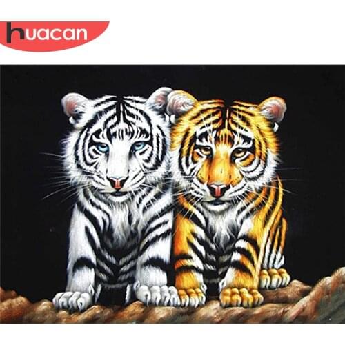 HUACAN 5D DIY Diamond Painting Tiger Full Drill Square Rhinestone Kit Diamond Embroidery Animal Mosaic Cross Stitch Home Decor