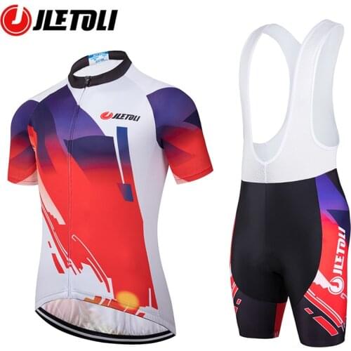 JLETOLI Breathable Cycling Jersey Sets Anti-sweat Summer Mens Clothing Short Sleeves Road Bike Clothes Pro Bicycle Team Uniform