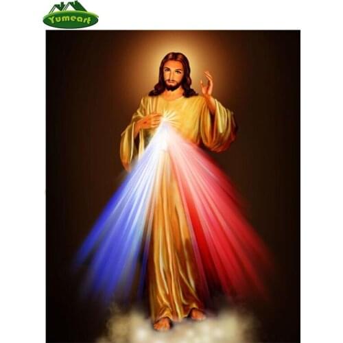 Pictures of the Diamonds Image Love Jesus Christ Motivational Fabric Silk Poster Print Home Decoration Embroidery with Diamonds