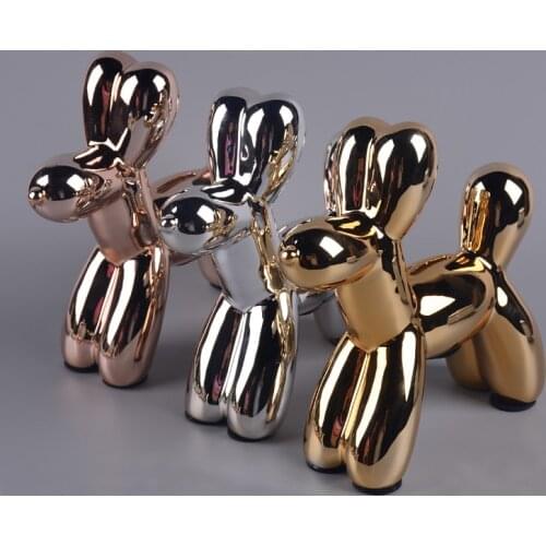 Ceramic animal dog put a Nordic home decoration put on a gold silver balloon plating