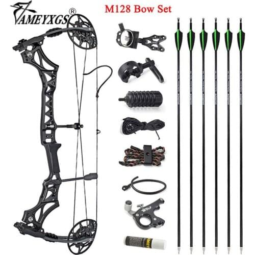 M128 Archery Compound Bow Set 31.5" Carbon Arrow 30-70lbs Adjustable Pulley Bow 340FPS Arrow Speed For Outdoor Hunting Shooting
