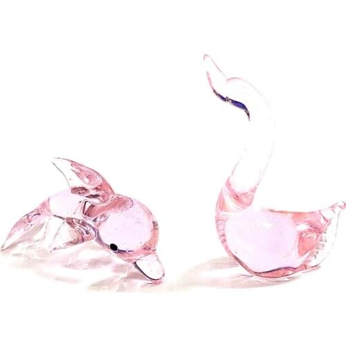 Miniature Handmade Murano Glass Dolphin Figurines pink Cute Vivid Sea Animals Crafts Ornaments Simple Style Xmas Gifts For Kids