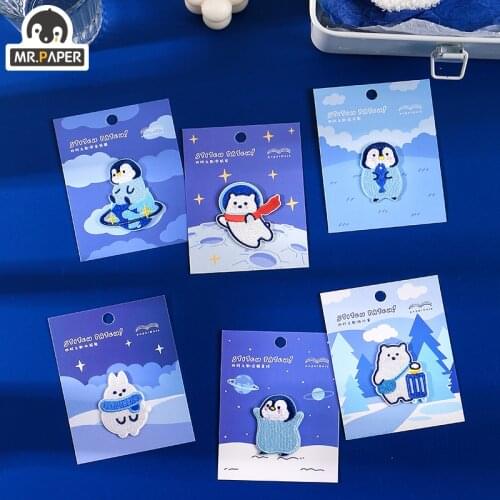 Mr.Paper 6 Designs Cartoon Style Song of the Four Seasons Series Creative Cute Hand Account DIY Decor Patch Embroidery Stickers