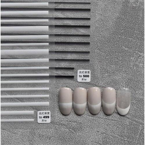 Classic French Manicure Strip Nail Art Stickers Black & White Gradient 3D Decal Self-adhesive Stickers for Salon Manicure Nails