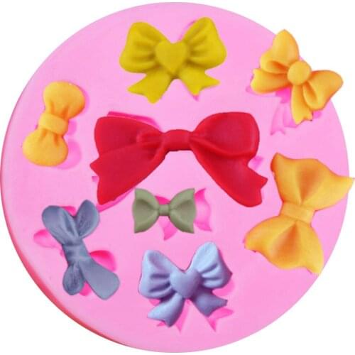 New DIY Cake Fondant Baking Mould 8 Bows Liquid Silicone Mould