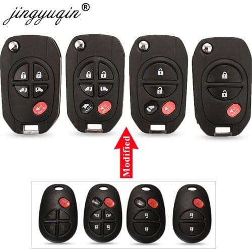 Jingyuqin Upgraded Flip Remote Key Shell For Toyota Highlander Sequoia Sienna Tacoma Modified key Case Fob 3/4/5/6 BTN Replace