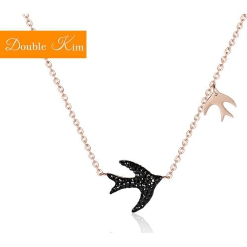 Black Swallow Pendant Necklace Titanium Stainless Steel Inlaid Zircon Necklace Fashion Trendy Women Jewelry Gift Dropshipping