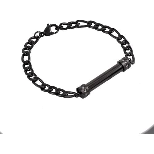IJB5026 Black Cylinder Urn Pendant Cremation Ashes Keepsake Memorial Bracelet