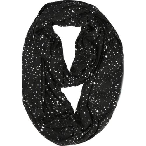 Women Winter Infinity Scarf Glitter Sequins Hidden Zipper Pocket Snood Neck Wrap