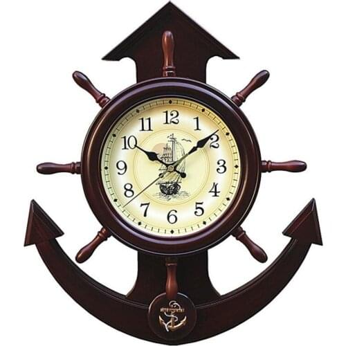 Mediterranean creative wall clock Decorative Ocean Helmsman Clock Fashion Living Room Silent Clock