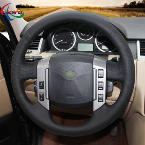 DIY Hand-Stitched Black Leather Car Steering Wheel Cover For Land Rover Discovery 3 2004-2009 Car Interior Accessories
