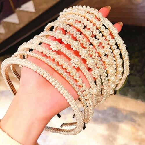 10PCS Vintage Bridal Wedding Pearl Hairbands Hair Accessories Retro Acrylic Flower Headband Women Hairpin Handmade Hearwear