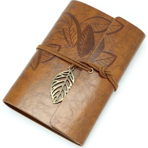 Vintage Dark Brown PU Leather Cover Loose Leaf Blank Notebook Journal Diary Gift