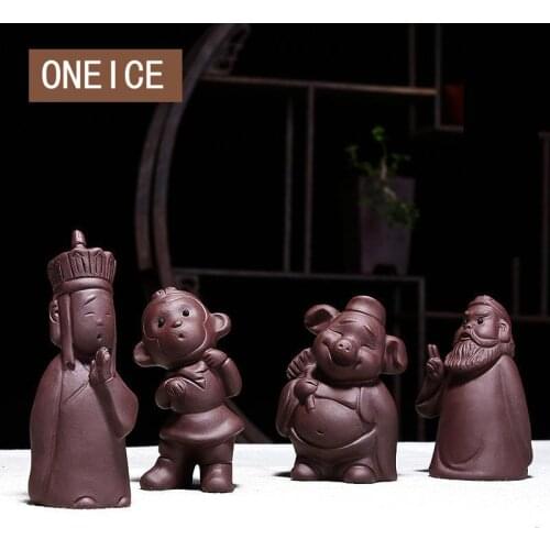 Yixing Tea Play Tea Pet Play Journey To The West Sun Wukong Four Mastersdecoration Clay Teapet Aceessories