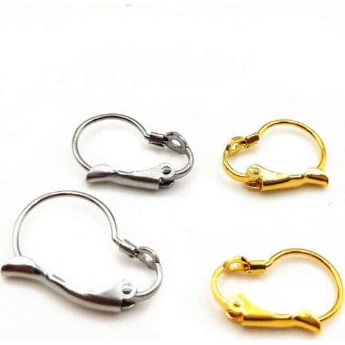 20pcs Gold Color 19X12mm 16x10mm Stainless Steel Earring Hook Clasps Earrings Clip Hooks Wire for Earrings Making Findings