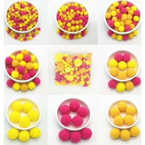 Yellow Rose Red Orange Pompom Fur Balls DIY Soft Pom Poms Craft Pompones Wedding Decor Glue on Cloth Accessories 8mm To 30mm 20g