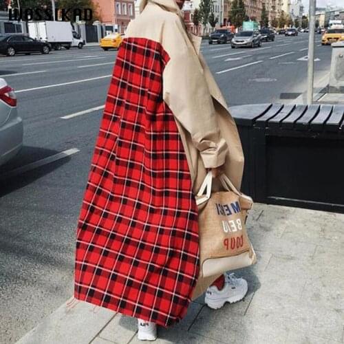Women Clothes Jacket Gothic 2019 Red Lattice Windbreaker Loose Coat Gown Women England Style Winter Windbreaker Ropa Mujer Robe