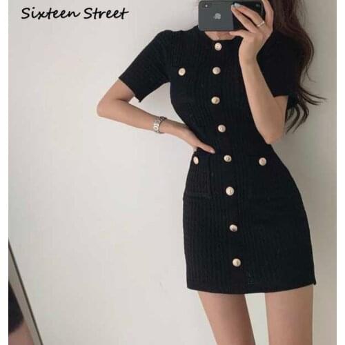Dresses for Women Summer Simple Retro Bag Hip Knitted Dress Vestido De Mujer Y2k Aesthetic Korean Fashion Clothing Vintage 2021