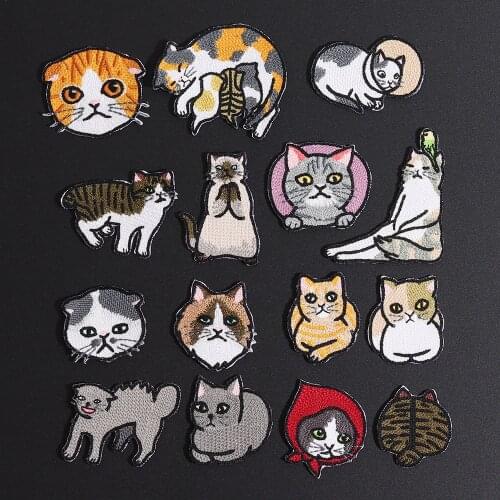 1 Piece Cute Pet Cat Patch Babys Clothing Patches Backpack Decor Small Grace Cat Applique Animal Iron on Badges High Quality