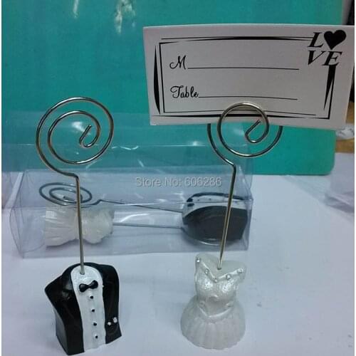 100pcs(50pairs)/LOT Resin bride and groom place card holder for Wedding table decorations supplies