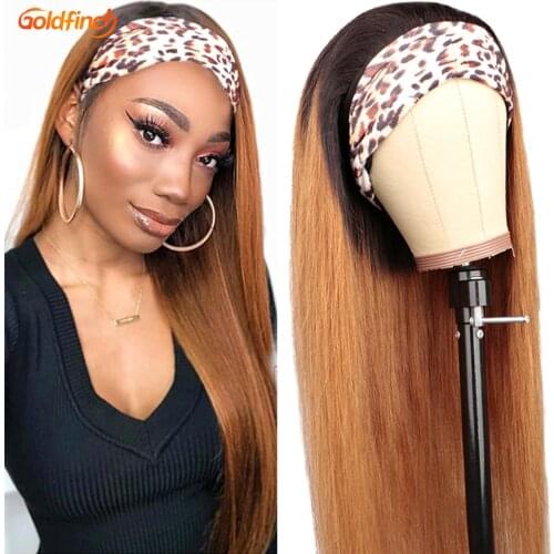 1b 30 Ombre Headband Wig Human Hair 200 250 Density 30 Inch Straight Headband Wig Designer Headband Wig With Headband Attached