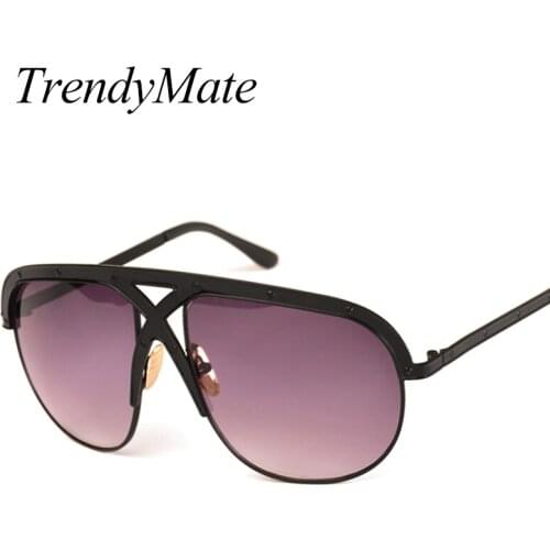 2018 Luxury Italy Brand Oversized Pilot Sunglasses Women Retro Brand Designer Big Frame Sun Glasses Female lunettes de Sol 1207T