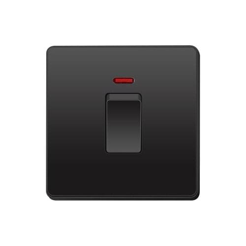 20A 45A Water Heater Switch Air Conditioner Cooker Household With LED Neon Wall Faceflate Keystone Black Plastic Panel