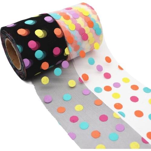 25Yards/roll 6cm Dots Tulle Roll Organza Tutu Fabric Baby Shower Party Supplies DIY Hair Bows Handmade Materials